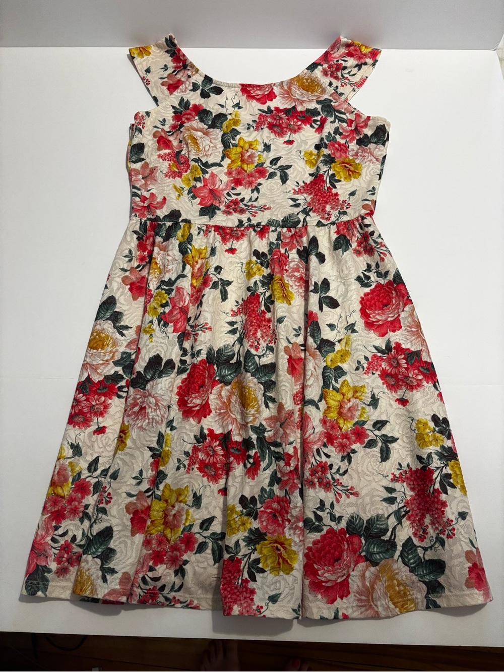 Women’s Floral Fit-and-Flare Dress with Pink & Yellow Blooms
